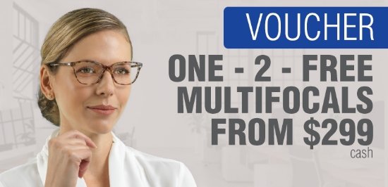 Picture of 2 Pairs of Multifocals from Just $299 In-store Voucher